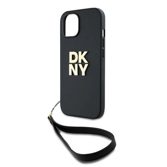 DKNY Wrist Strap Stock Logo case for iPhone 14 / 15 / 13 - black