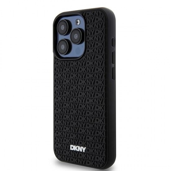 DKNY 3D Rubber Repeat Pattern case for iPhone 15 Pro - black