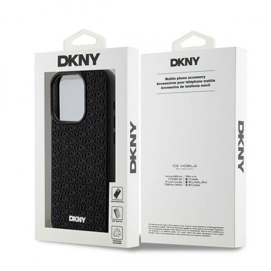 DKNY 3D Rubber Repeat Pattern case for iPhone 15 Pro - black