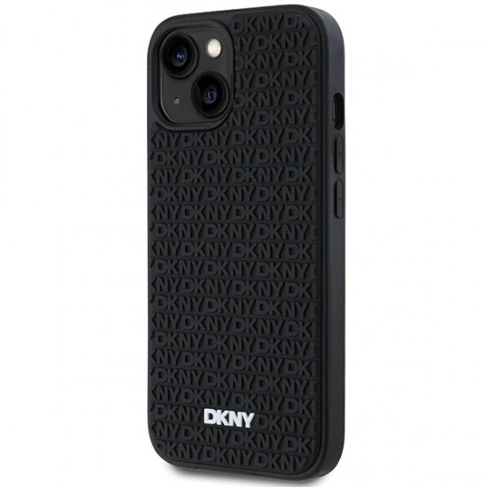 DKNY 3D Rubber Repeat Pattern case for iPhone 15 Plus - black
