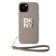 DKNY Wrist Strap Stock Logo case for iPhone 15 Plus - beige