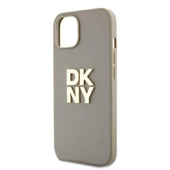 DKNY Wrist Strap Stock Logo case for iPhone 15 Plus - beige