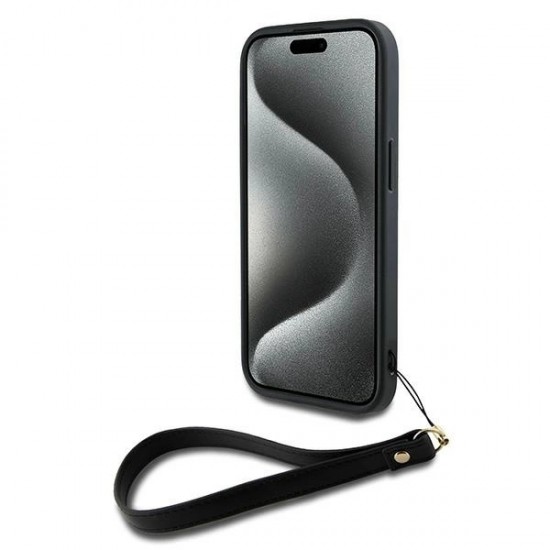 DKNY Wrist Strap Stock Logo iPhone 15 Plus Case - Black