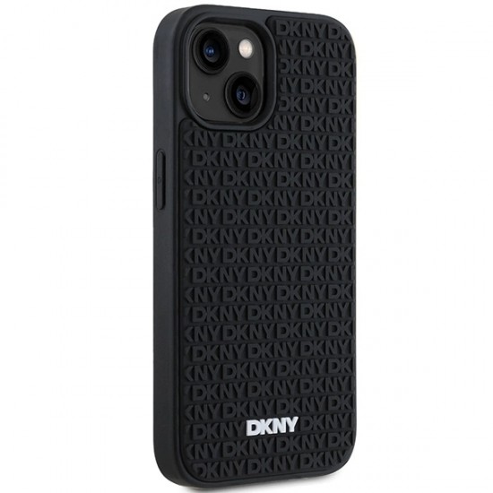 DKNY 3D Rubber Repeat Pattern case for iPhone 15/14/13 - black