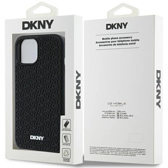 DKNY 3D Rubber Repeat Pattern case for iPhone 15/14/13 - black