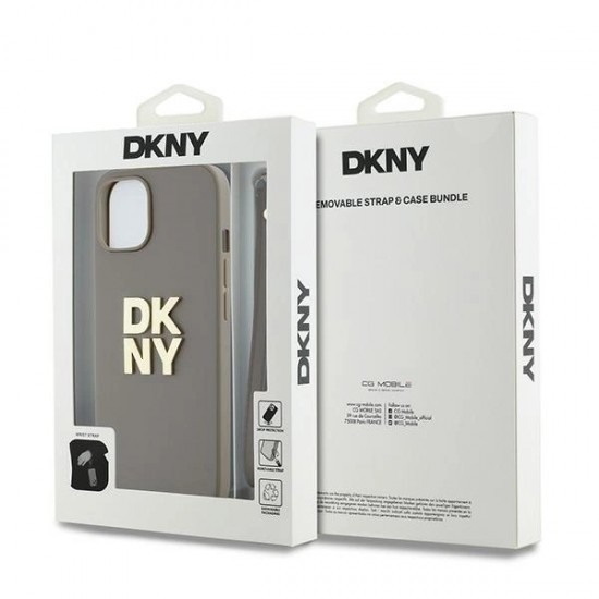 DKNY Wrist Strap Stock Logo case for iPhone 15 / 14 / 13 - beige