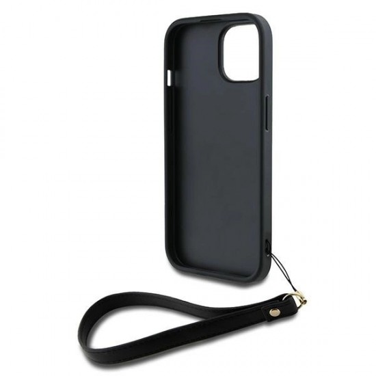 DKNY Wrist Strap Stock Logo case for iPhone 15 / 14 / 13 - black