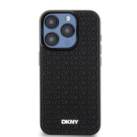 DKNY 3D Rubber Repeat Pattern case for iPhone 15 Pro Max - black