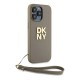 DKNY Wrist Strap Stock Logo case for iPhone 15 Pro Max - beige