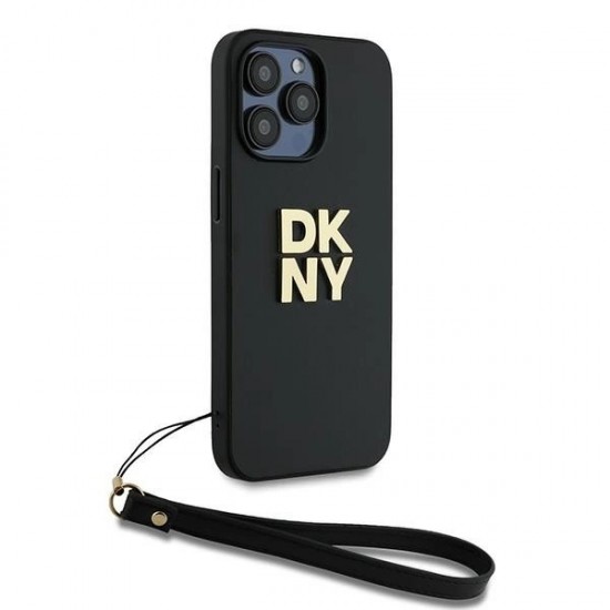 DKNY Wrist Strap Stock Logo case for iPhone 15 Pro Max - black