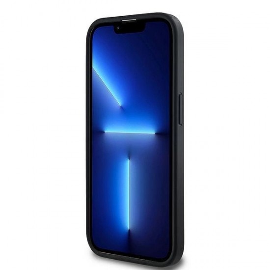 DKNY Leather Checkered Mono Pattern MagSafe Case for iPhone 13 Pro Max - Black