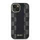 DKNY Leather Checkered Mono Pattern MagSafe Case for iPhone 14/15/13 - Black
