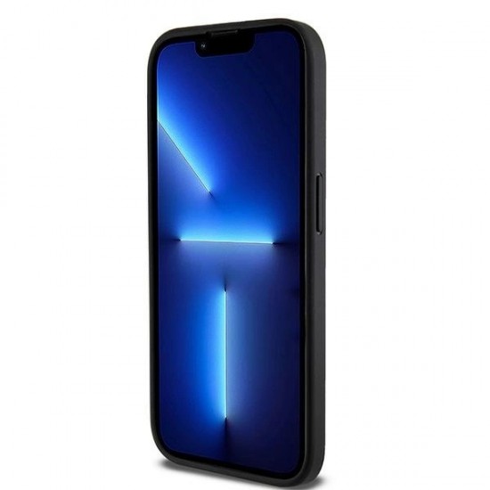 DKNY Leather Checkered Mono Pattern MagSafe iPhone 15 Pro Max Case - Black