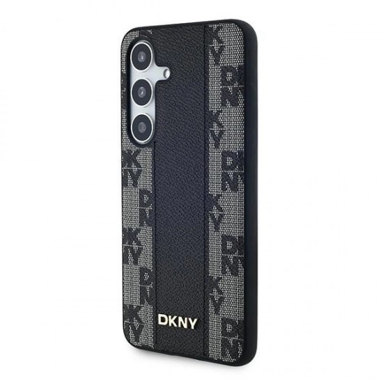 DKNY Leather Checkered Mono Pattern MagSafe case for Samsung Galaxy S24+ - black