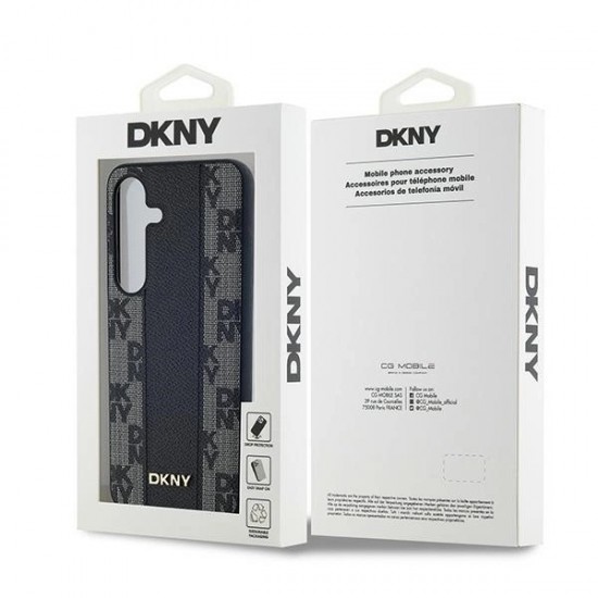 DKNY Leather Checkered Mono Pattern MagSafe case for Samsung Galaxy S24+ - black