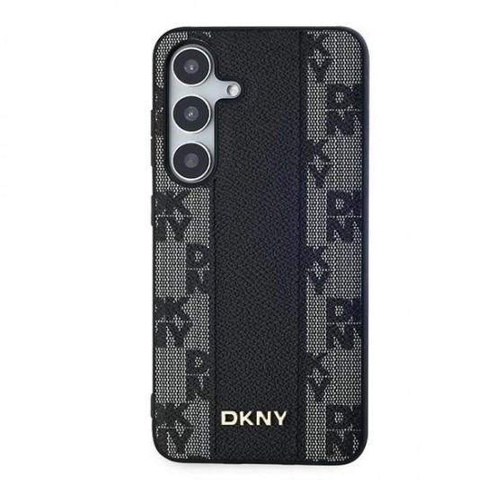 DKNY Leather Checkered Mono Pattern MagSafe case for Samsung Galaxy S24 - black