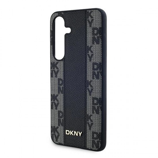 DKNY Leather Checkered Mono Pattern MagSafe case for Samsung Galaxy S24 - black