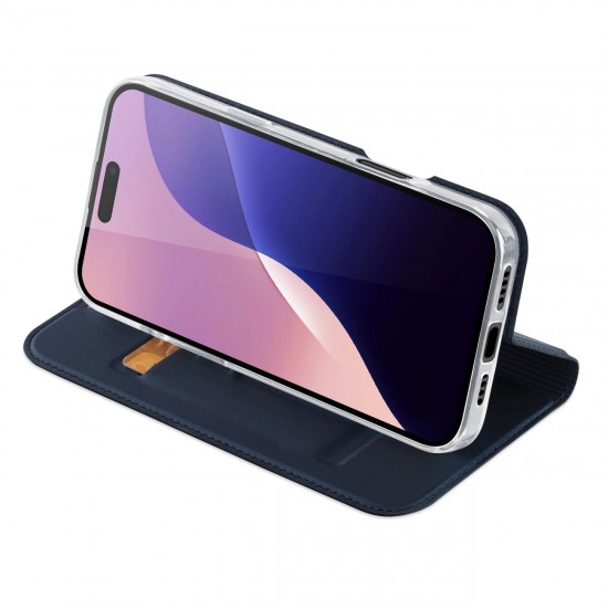 Dux Ducis Skin Pro iPhone 16 Pro Max Case with Flip and Card Slot - Blue