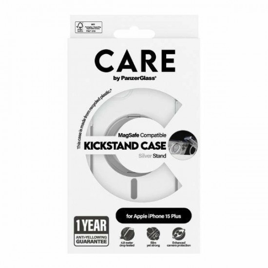 CARE by PanzerGlass Kickstand Case MagSafe for iPhone 15 Plus - silver