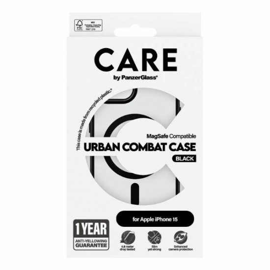 CARE by PanzerGlass Urban Combat Case MagSafe for iPhone 15 - Black