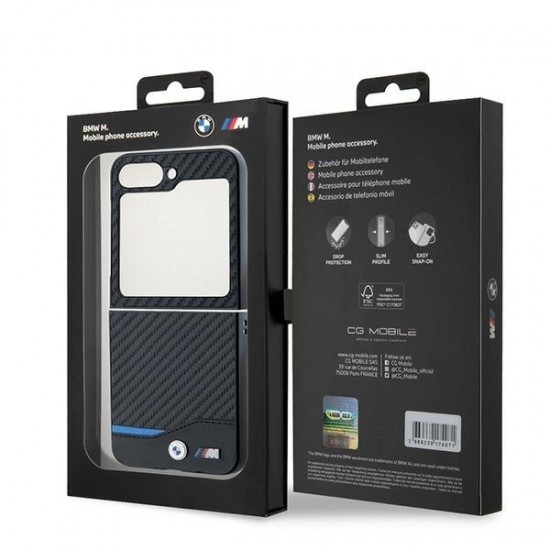 BMW Carbon Blue Line Case for Samsung Galaxy Z Flip 6 - Black