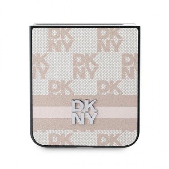 DKNY Checkered Pattern Printed Stripes Case for Samsung Galaxy Z Flip 6 - Pink