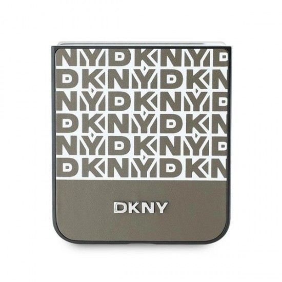 DKNY Repeat Pattern Bottom Stripe Case for Samsung Galaxy Z Flip 6 - Brown