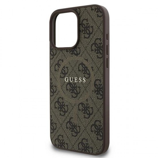 Guess 4G Ring Classic Logo MagSafe iPhone 16 Pro Case - Brown