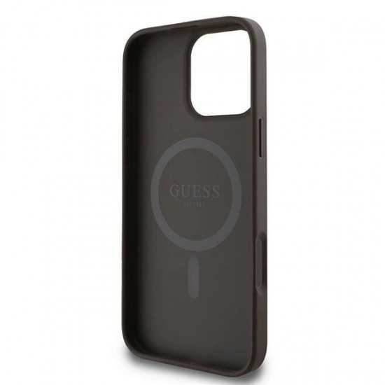 Guess 4G Ring Classic Logo MagSafe iPhone 16 Pro Case - Brown