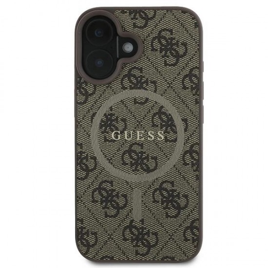 Guess 4G Ring Classic Logo MagSafe iPhone 16 Plus Case - Brown