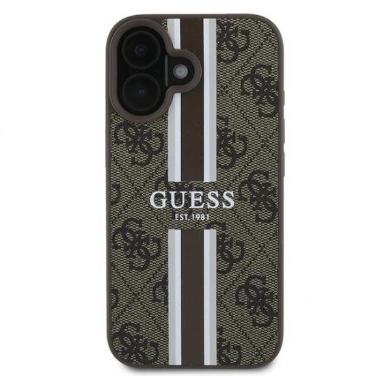 Guess 4G Printed Stripes MagSafe iPhone 16 Plus Case - Brown