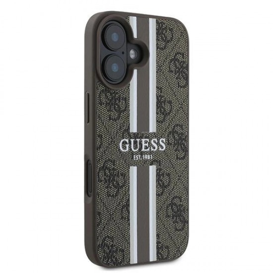 Guess 4G Printed Stripes MagSafe iPhone 16 Plus Case - Brown