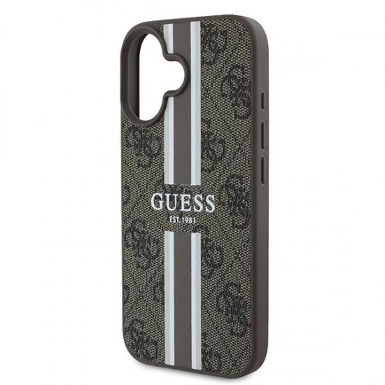 Guess 4G Printed Stripes MagSafe iPhone 16 Plus Case - Brown