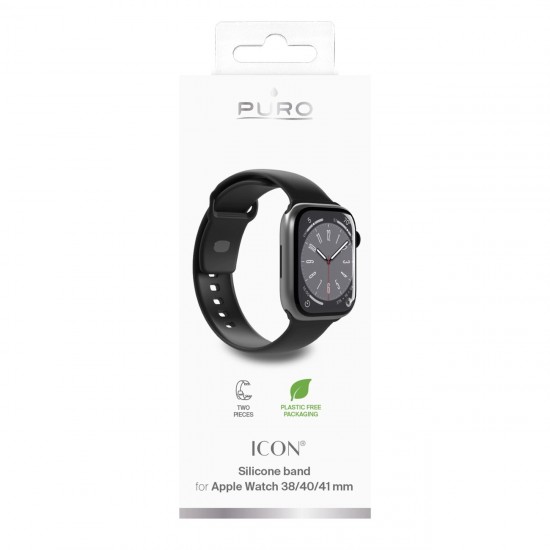 Puro Icon Silicone Strap for Apple Watch 38 / 40 / 41 mm - Black (2 pcs.)