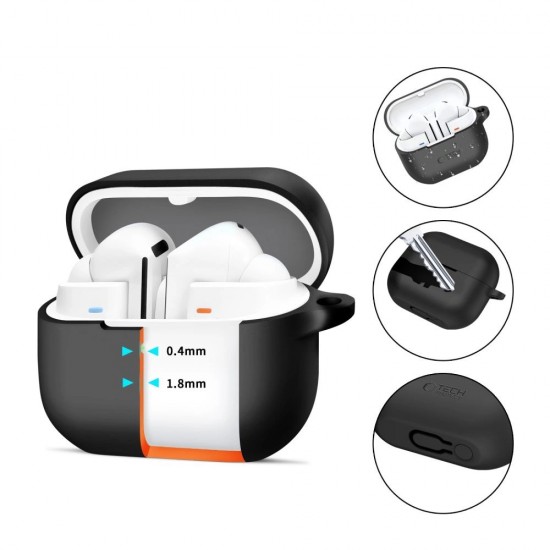 Tech-Protect Silicone Hook Case for Samsung Galaxy Buds 3 / 3 Pro - Black