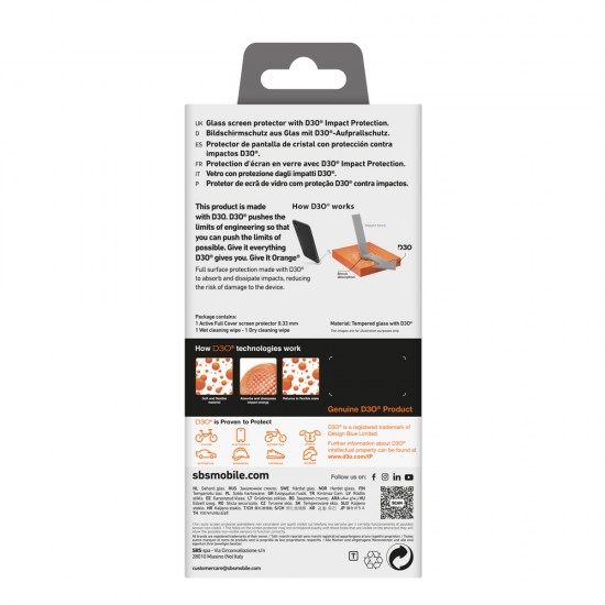 SBS Tempered Glass D3O with frame for iPhone 16 Pro