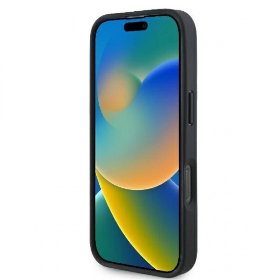 BMW Signature Leather Half Textured & Circle MagSafe case for iPhone 16 Pro - black