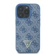 Guess Leather Metal Logo Strass Crossbody Case for iPhone 16 Pro - Blue