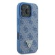 Guess Leather Metal Logo Strass Crossbody Case for iPhone 16 Pro - Blue