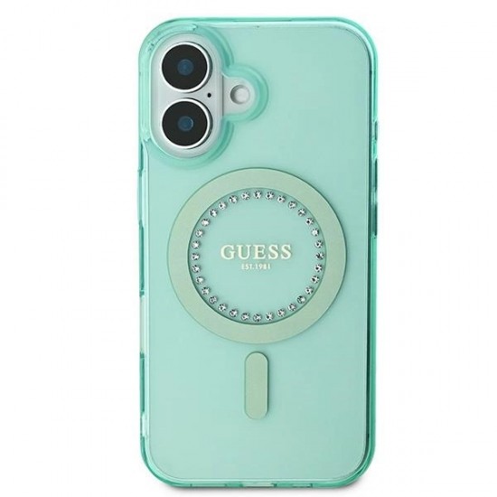 Guess IML Rhinestones MagSafe iPhone 16 Plus Case - Green