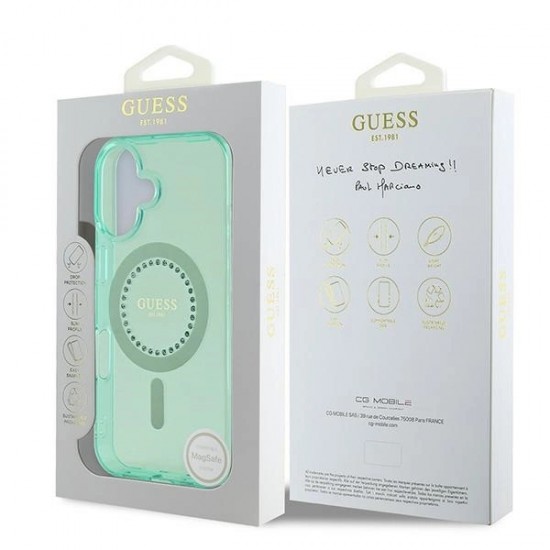 Guess IML Rhinestones MagSafe iPhone 16 Plus Case - Green