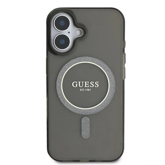 Guess IML Glitter Circle MagSafe case for iPhone 16 - black