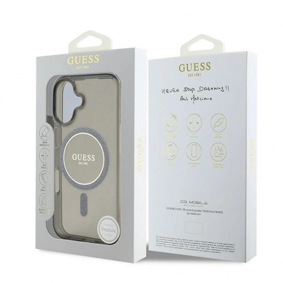Guess IML Glitter Circle MagSafe case for iPhone 16 - black