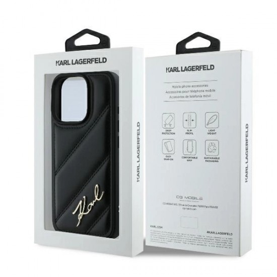 Karl Lagerfeld Quilted Signature iPhone 16 Pro Case - Black