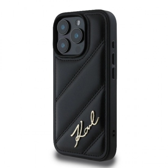 Karl Lagerfeld Quilted Signature iPhone 16 Pro Max Case - Black