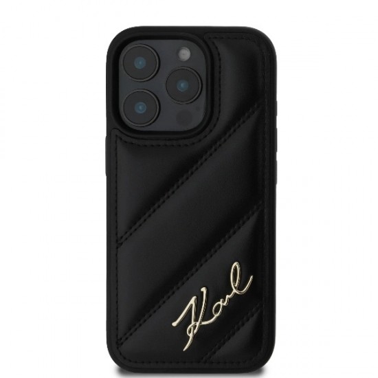 Karl Lagerfeld Quilted Signature iPhone 16 Pro Max Case - Black
