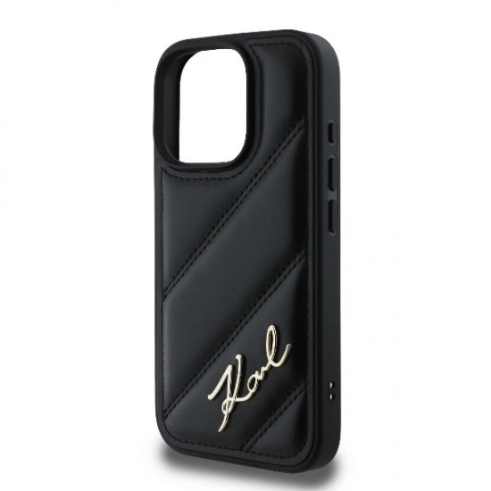 Karl Lagerfeld Quilted Signature iPhone 16 Pro Max Case - Black