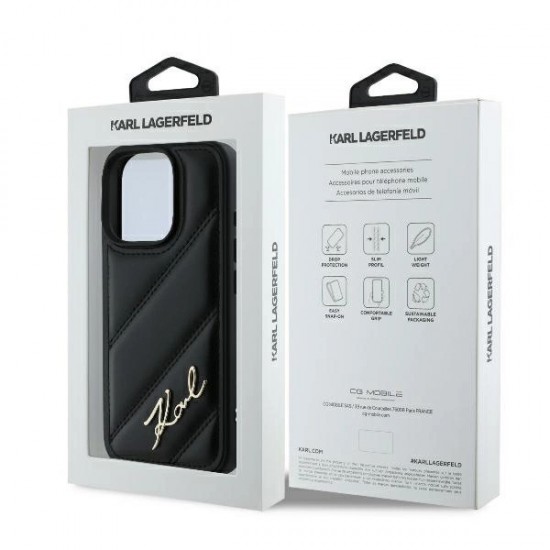 Karl Lagerfeld Quilted Signature iPhone 16 Pro Max Case - Black