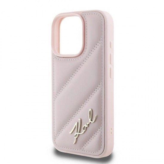 Karl Lagerfeld Quilted Signature iPhone 16 Pro Max Case - Pink