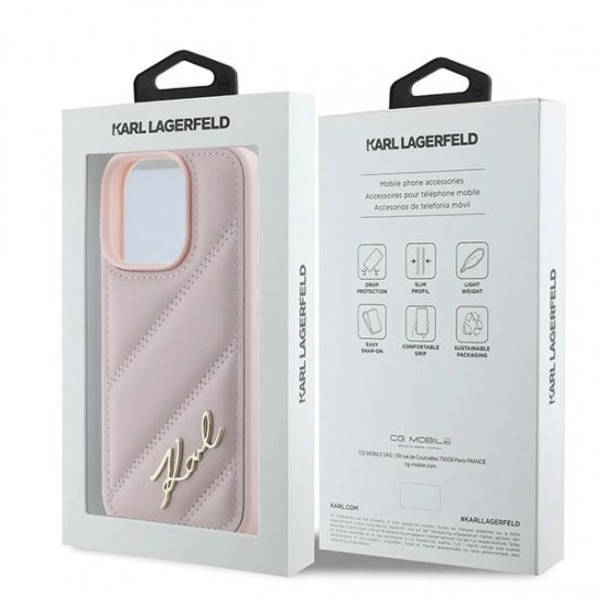 Karl Lagerfeld Quilted Signature iPhone 16 Pro Max Case - Pink